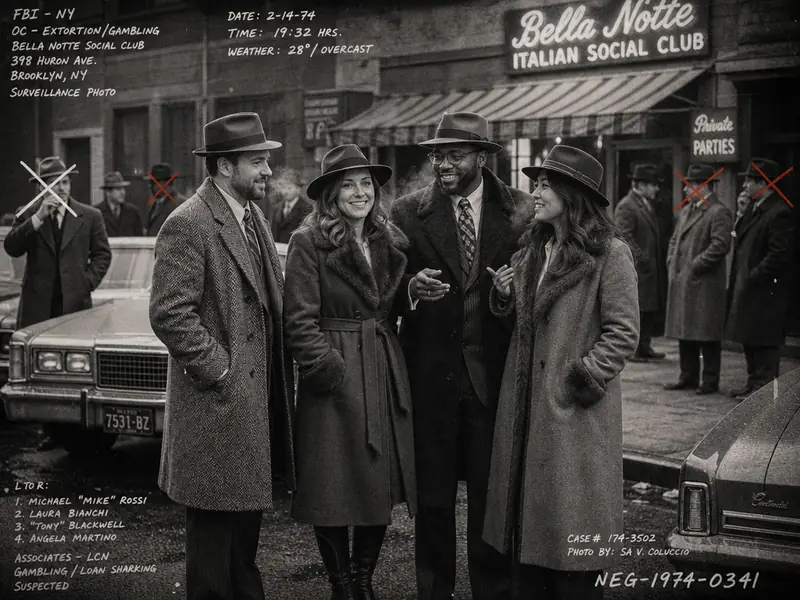 1970s Mobster FBI Recon Photo AI photo booth effect — Group rendering
