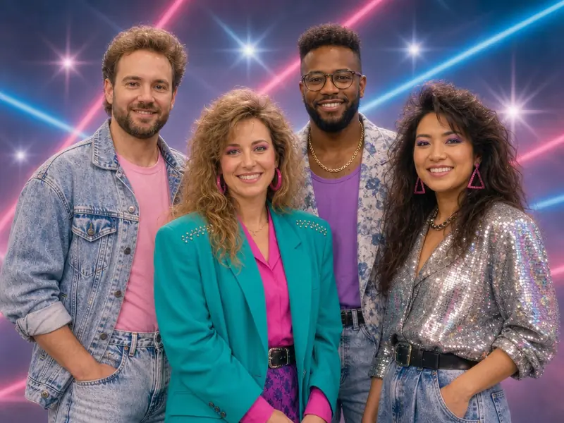 1980s Mall Portrait AI photo booth effect — Group rendering
