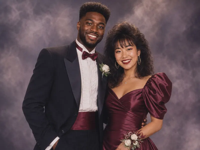 1980s Prom Portrait AI photo booth effect