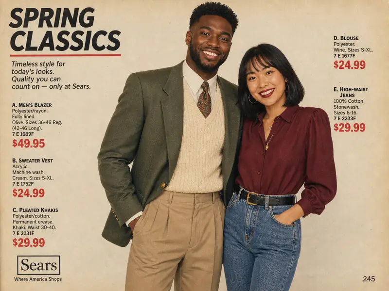 1980s Sears Catalog Page AI photo booth effect — Couple rendering