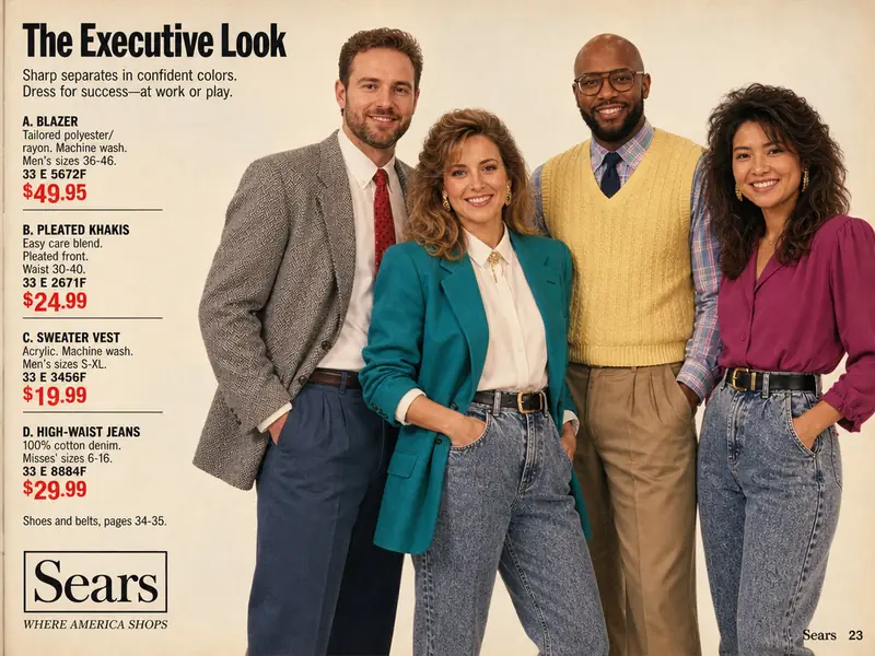 1980s Sears Catalog Page AI photo booth effect — Group rendering