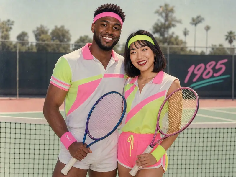 1980s Tennis Player AI photo booth effect