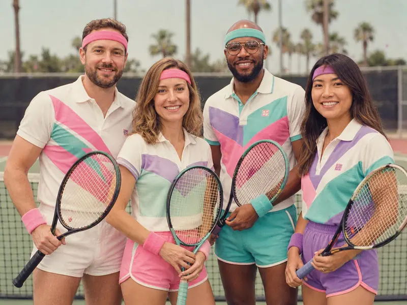 1980s Tennis Player AI photo booth effect — Group rendering