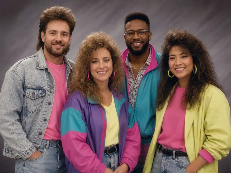 1980s Yearbook AI photo booth effect — Group rendering