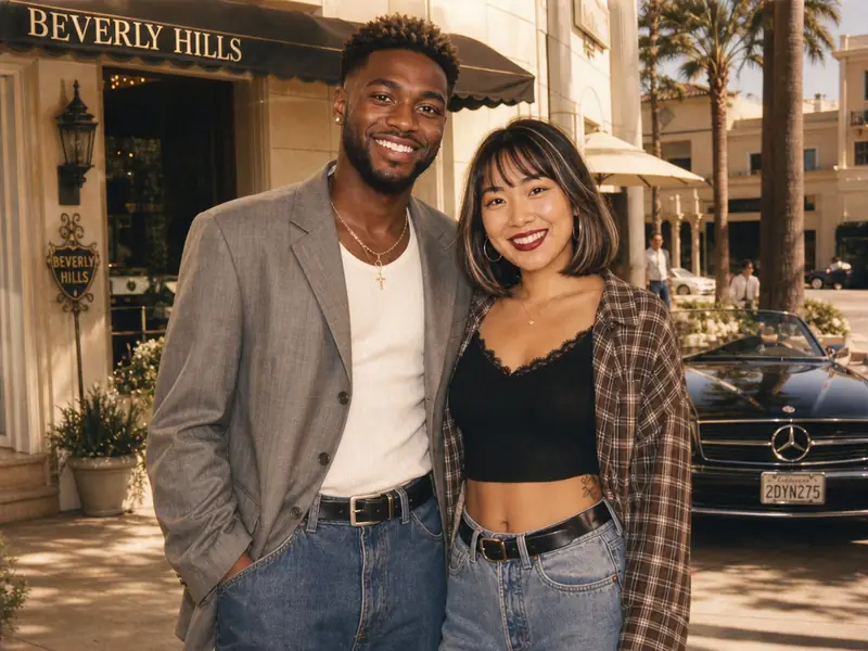 1990s Beverly Hills Drama AI photo booth effect — Couple rendering