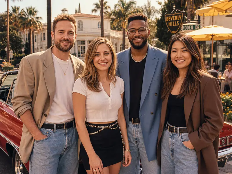 1990s Beverly Hills Drama AI photo booth effect — Group rendering