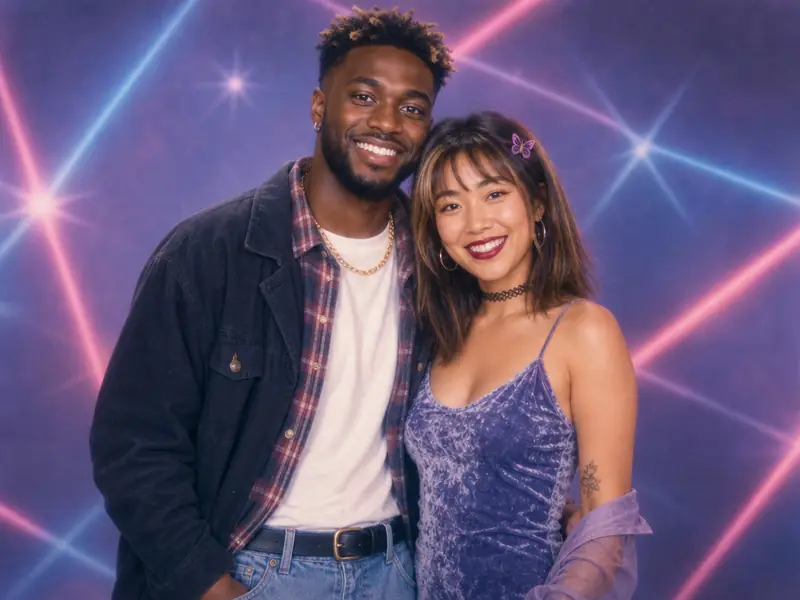 1990s Mall Portrait AI photo booth effect — Couple rendering