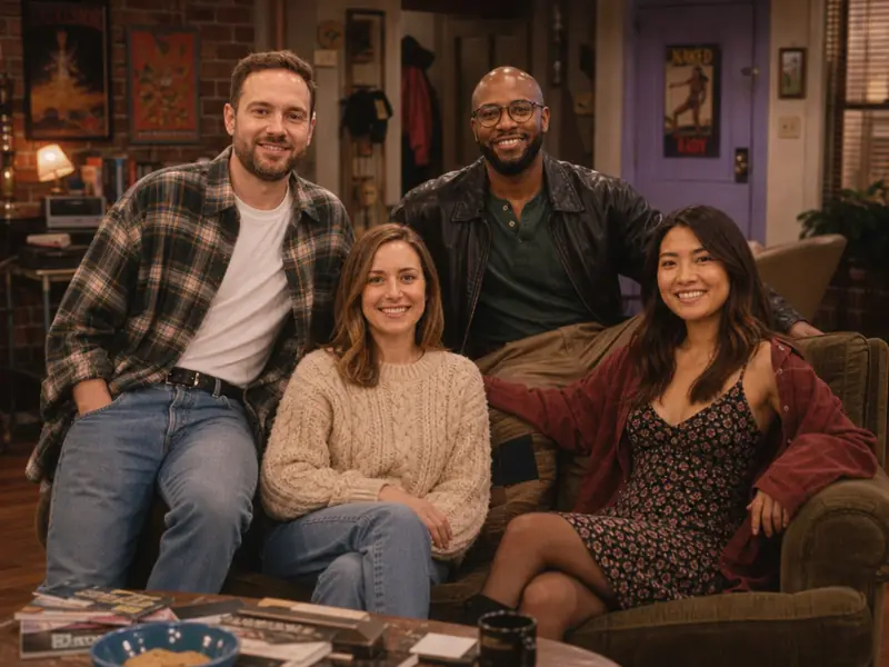 1990s Sitcom Friend Group AI photo booth effect — Group rendering