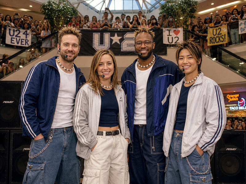 90s Mall Boy Band Concert AI photo booth effect — Group rendering