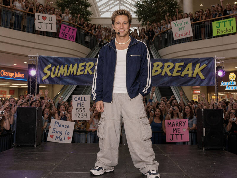 90s Mall Boy Band Concert AI photo booth effect — Solo rendering