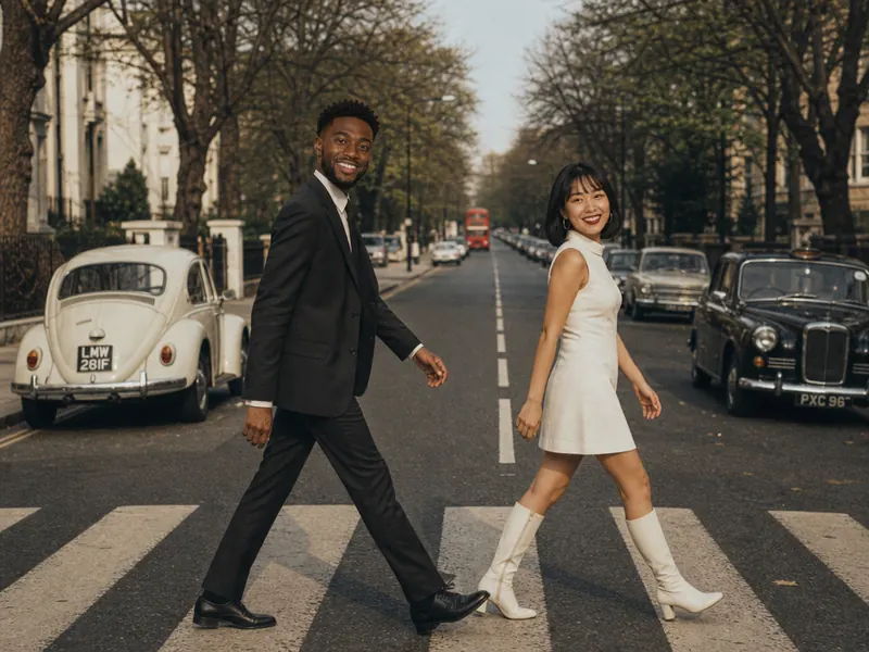 Abbey Road Crosswalk AI photo booth effect — Couple rendering