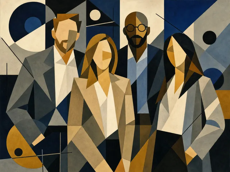 Abstract Geometric AI photo booth effect — Group rendering