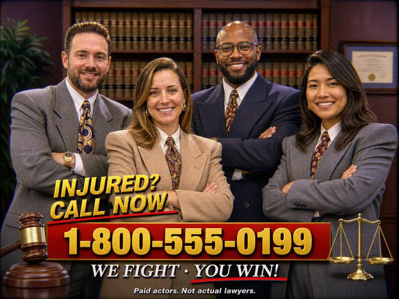 Accident Attorney TV Ad AI photo booth effect — Group rendering