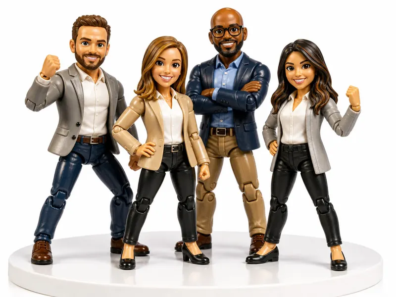 Action Figure AI photo booth effect — Group rendering