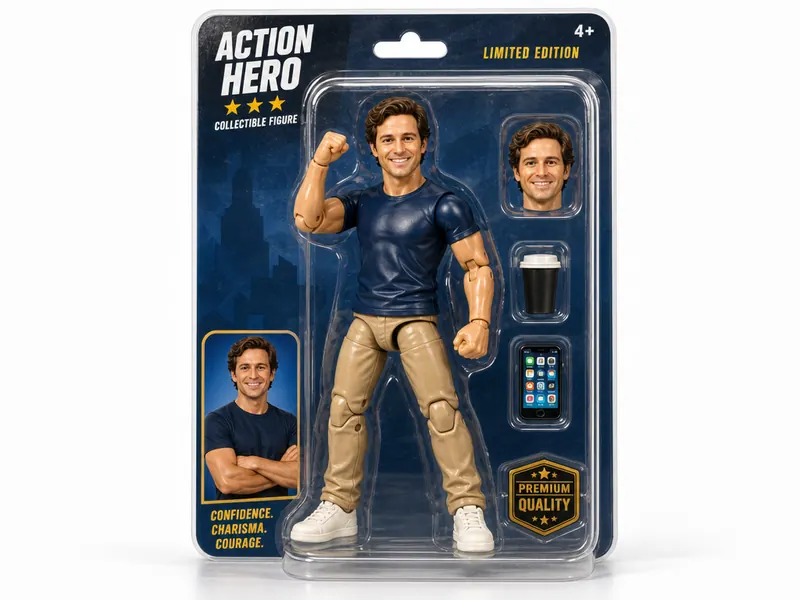 Action Figure AI photo booth effect — Solo rendering