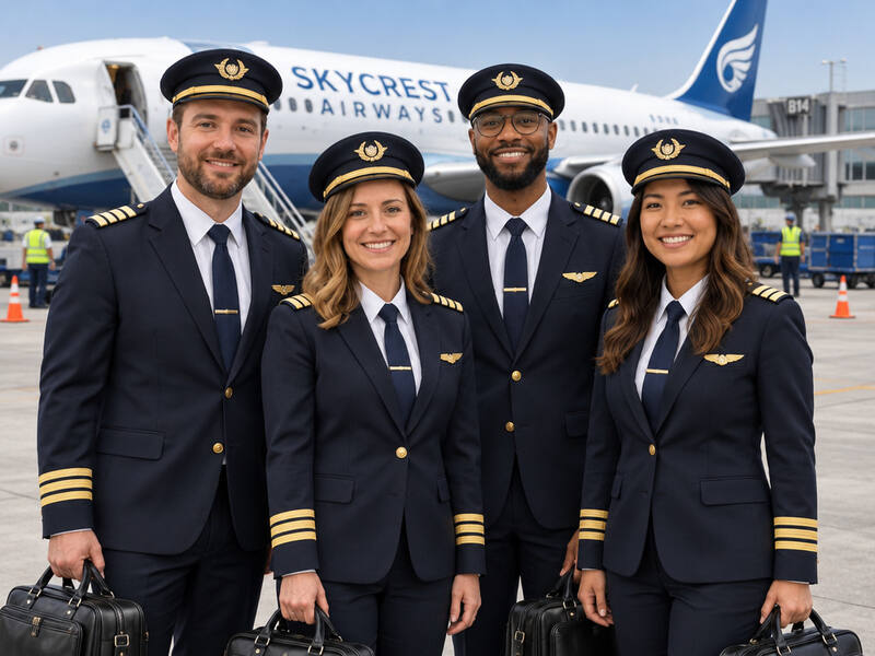 Airline Pilot On The Tarmac AI photo booth effect: Group rendering