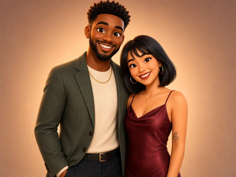 Animated 3D AI photo booth effect — Couple rendering