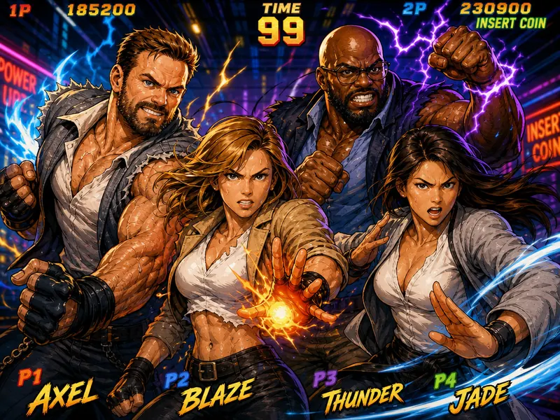 Arcade Brawler AI photo booth effect — Group rendering