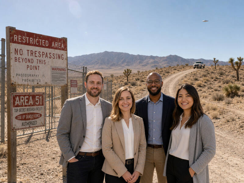 Area 51 Desert Stop AI photo booth effect — Group rendering