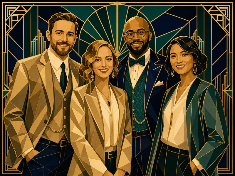 Art Deco Style AI photo booth effect — Group rendering