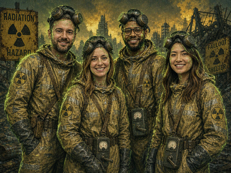 Atomic Fallout Survivor AI photo booth effect — Group rendering