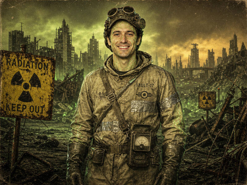 Atomic Fallout Survivor AI photo booth effect — Solo rendering