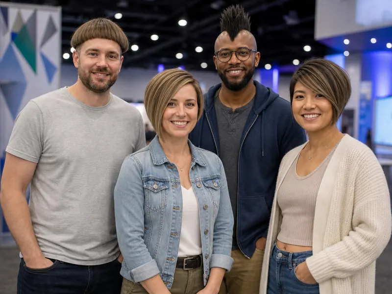 Bad Haircut AI photo booth effect — Group rendering