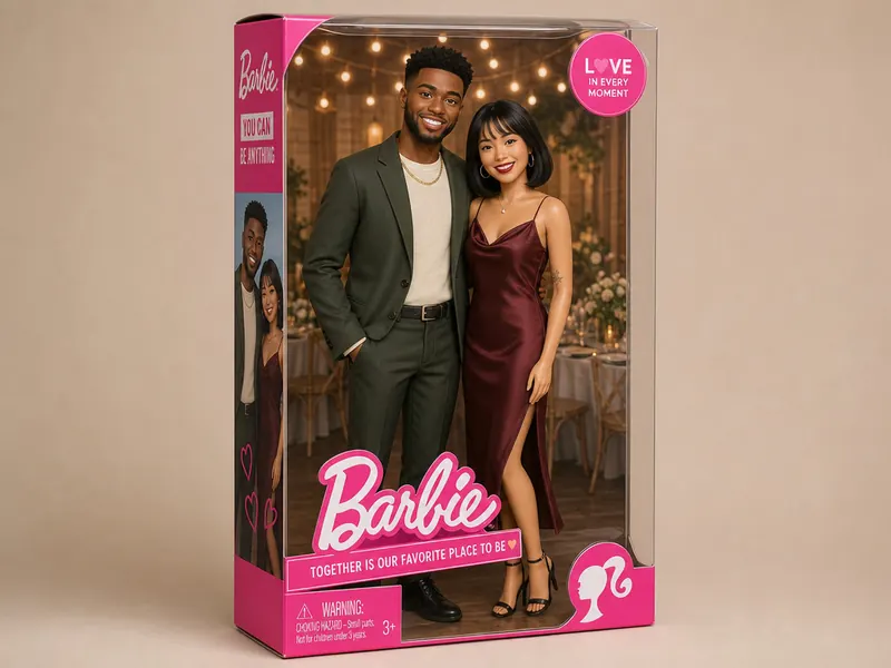 Barbie Doll Package AI photo booth effect — Couple rendering