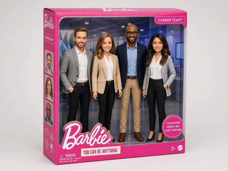 Barbie Doll Package AI photo booth effect — Group rendering