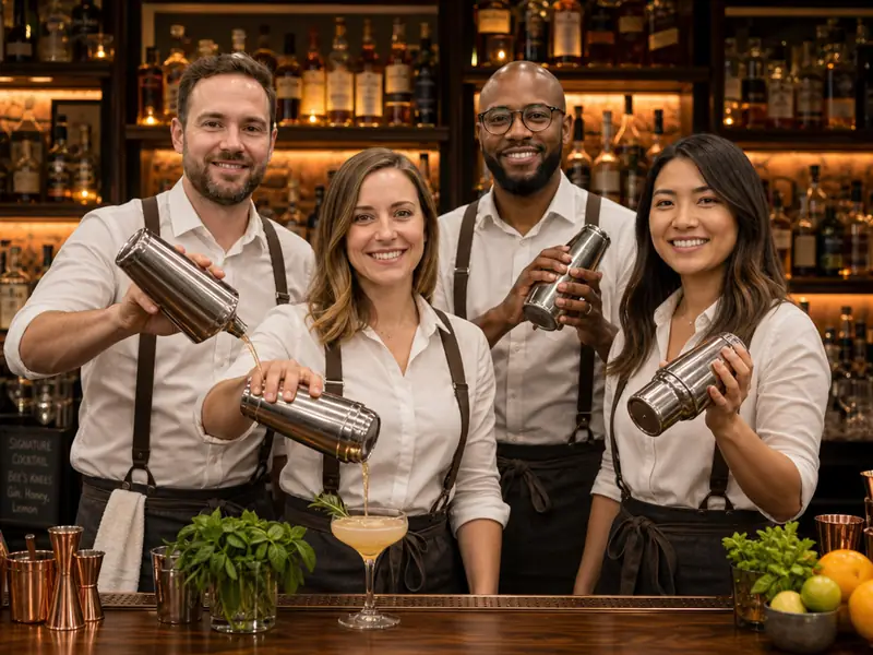 Bartender Mixology AI photo booth effect — Group rendering
