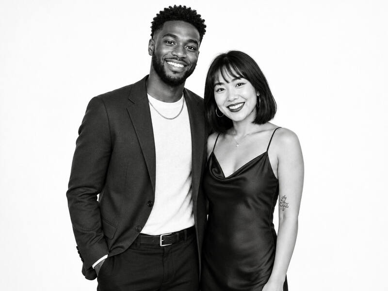 Black And White Glamour Portrait AI photo booth effect: Couple rendering