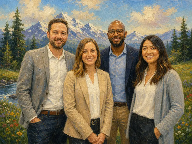 Bob Ross Landscape Painting AI photo booth effect — Group rendering