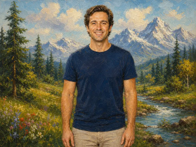 Bob Ross Landscape Painting AI photo booth effect — Solo rendering
