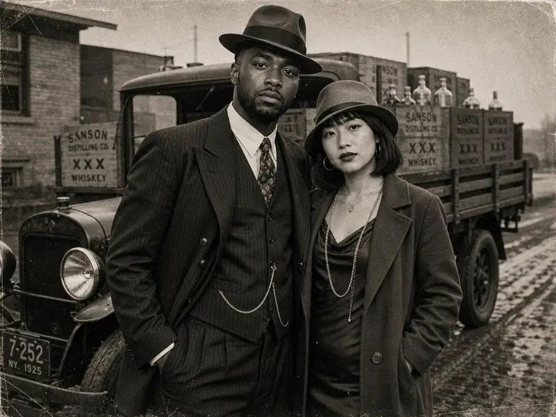 Bootlegger 1920s AI photo booth effect — Couple rendering