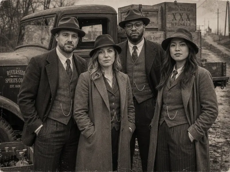 Bootlegger 1920s AI photo booth effect — Group rendering