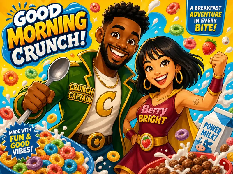 Breakfast Cereal Box Character AI photo booth effect — Couple rendering