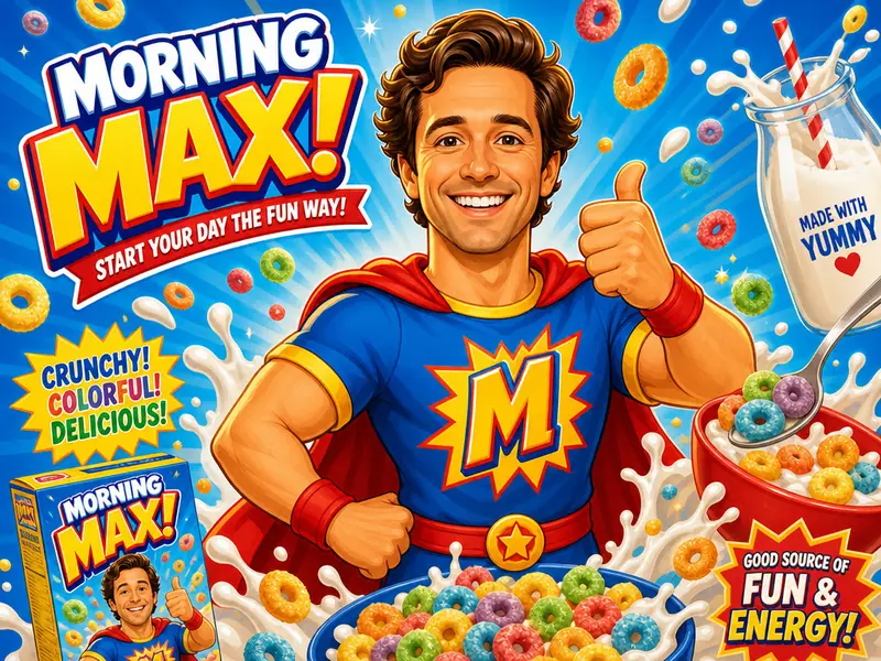 Breakfast Cereal Box Character AI photo booth effect — Solo rendering