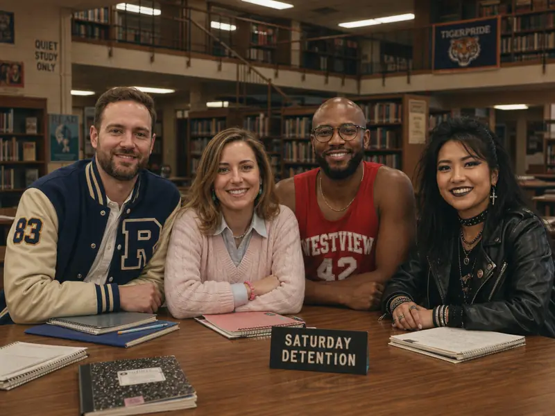 Breakfast Club Library AI photo booth effect — Group rendering