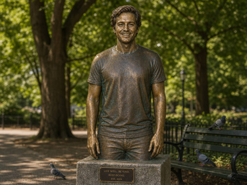 Bronze Park Statue AI photo booth effect — Solo rendering