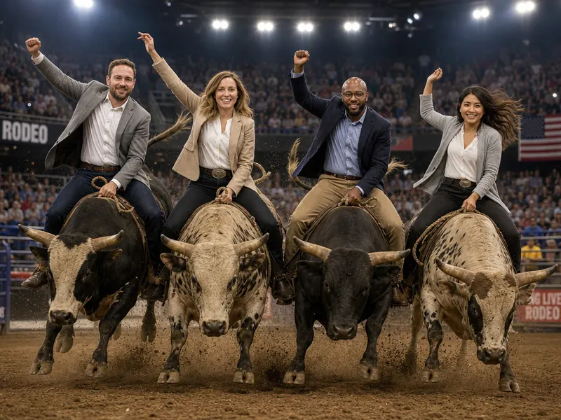 Bull Riding Rodeo AI photo booth effect — Group rendering