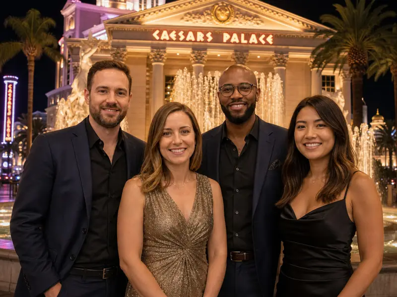 Caesars Palace Columns AI photo booth effect — Group rendering
