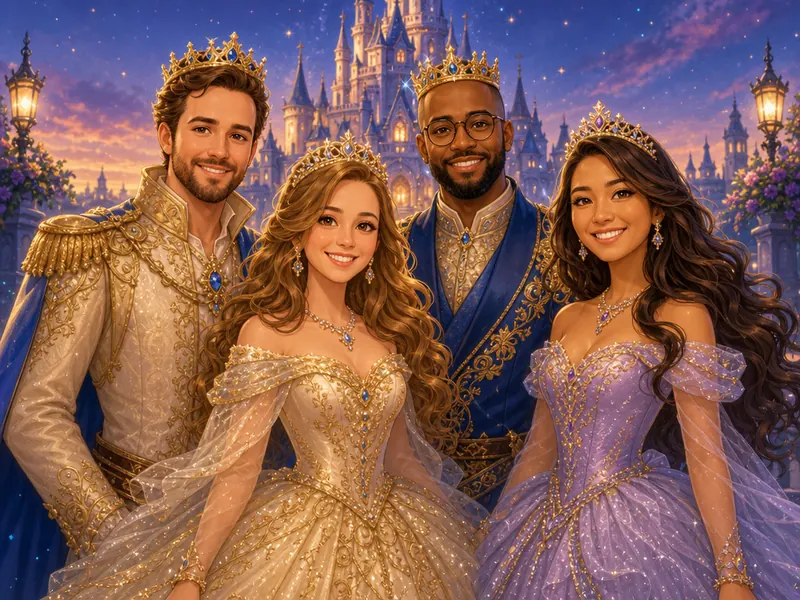 Cartoon Princess AI photo booth effect — Group rendering