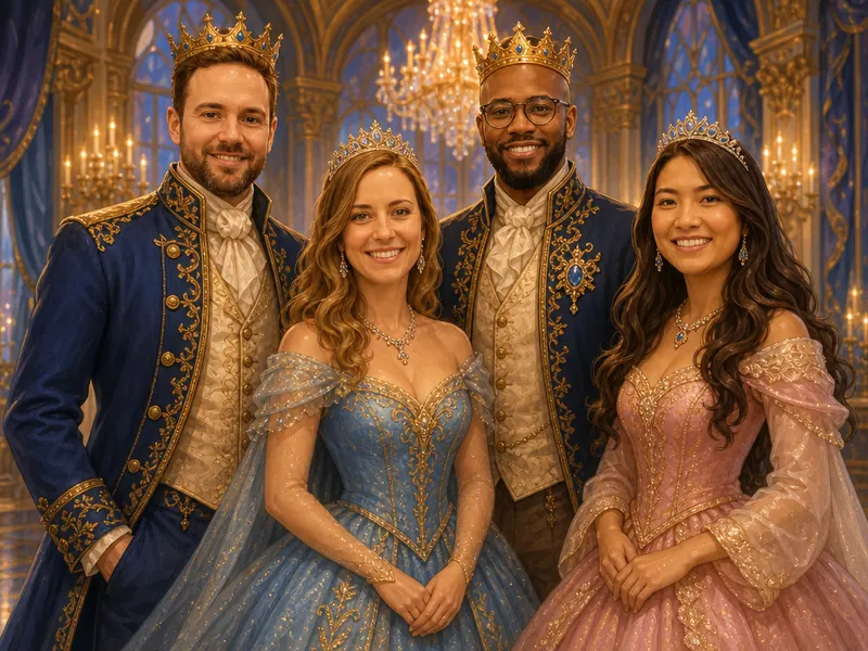 Cartoon Royalty AI photo booth effect — Group rendering
