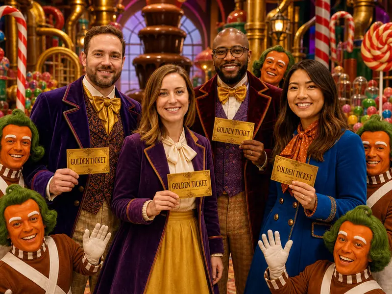 Charlie and the Chocolate Factory AI photo booth effect — Group rendering