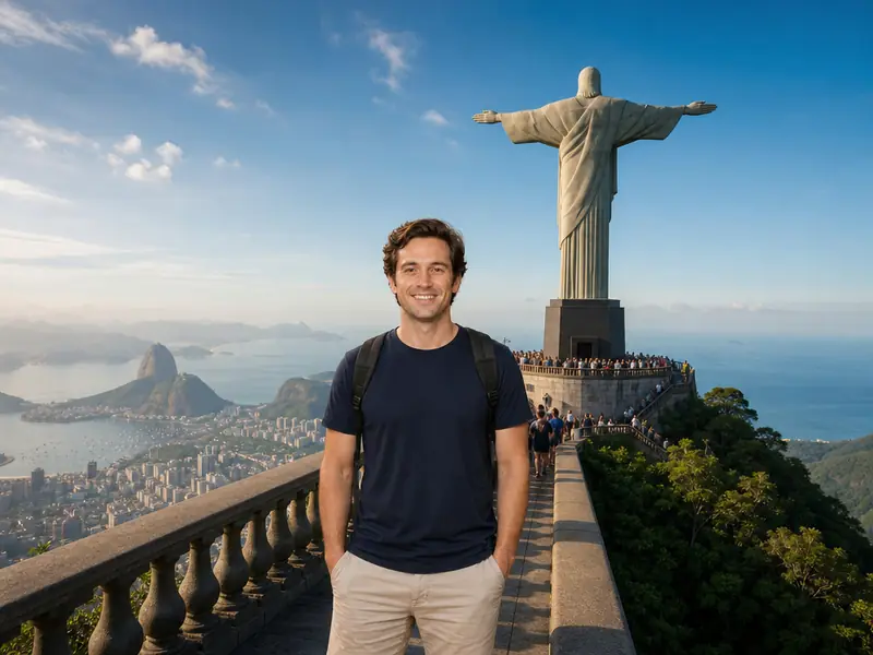 Christ the Redeemer Rio AI photo booth effect — Solo rendering