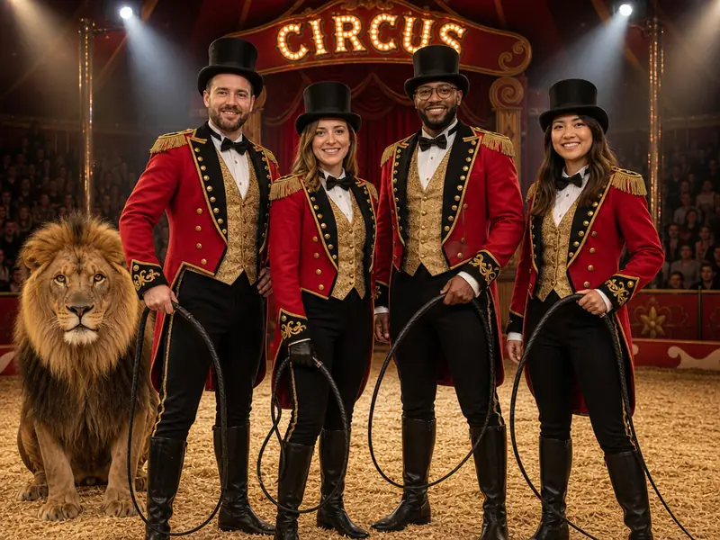 Circus Lion Tamer AI photo booth effect — Group rendering