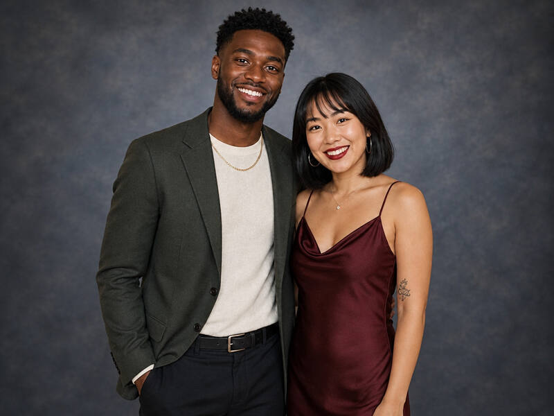 Classic Studio Portrait AI photo booth effect: Couple rendering
