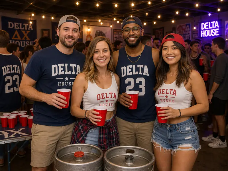 College Frat Kegger AI photo booth effect — Group rendering