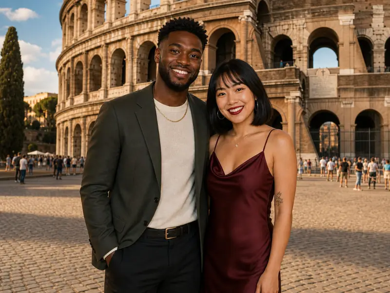 Colosseum Rome AI photo booth effect — Couple rendering