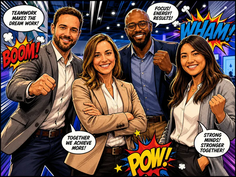 Comic Book AI photo booth effect — Group rendering